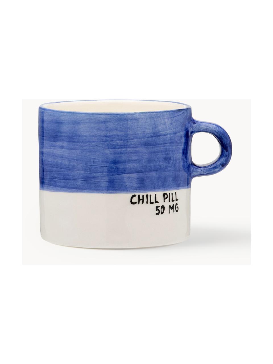 Handbemalte XL Tasse Chill Pill, Steingut, Chill Pill, Ø 10 x H 9 cm, 500 ml