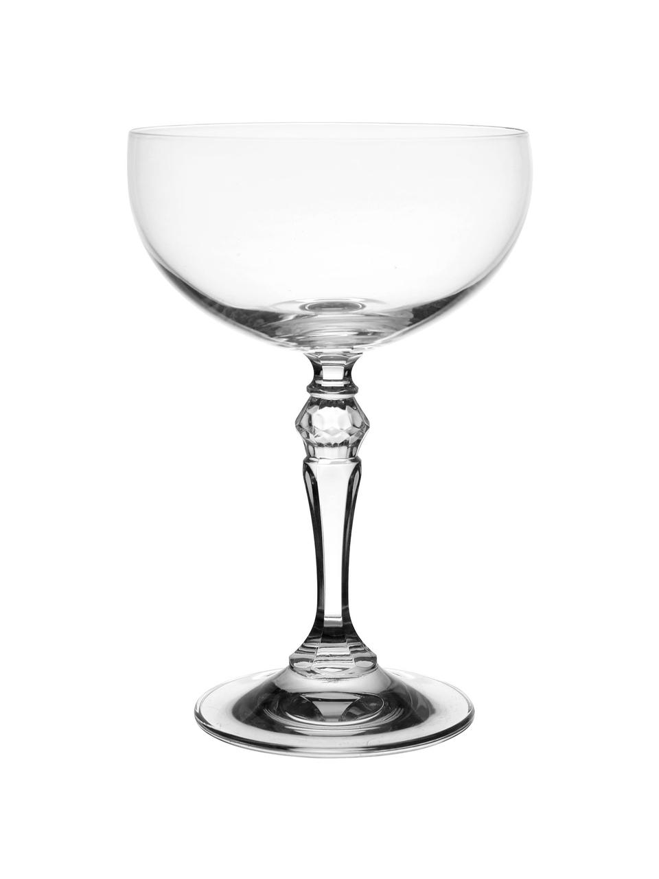 Copas pompadour de champán de cristal Largo, 6 uds., Cristal, Transparente, Ø 11 x Al 16 cm