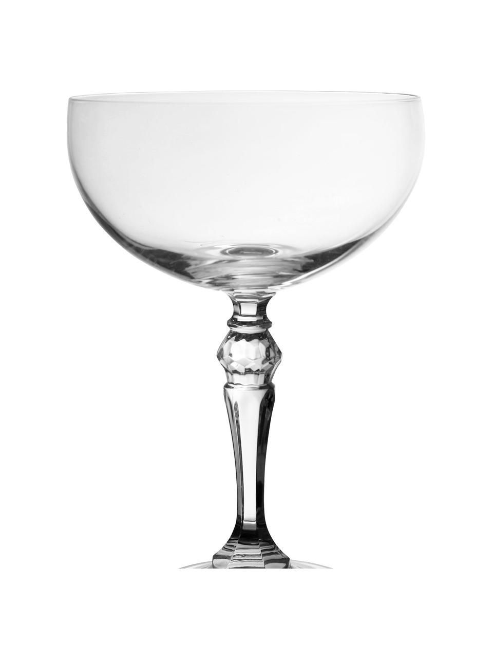 Copas pompadour de champán de cristal Largo, 6 uds., Cristal, Transparente, Ø 11 x Al 16 cm