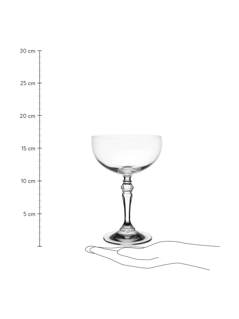 Copas pompadour de champán de cristal Largo, 6 uds., Cristal, Transparente, Ø 11 x Al 16 cm