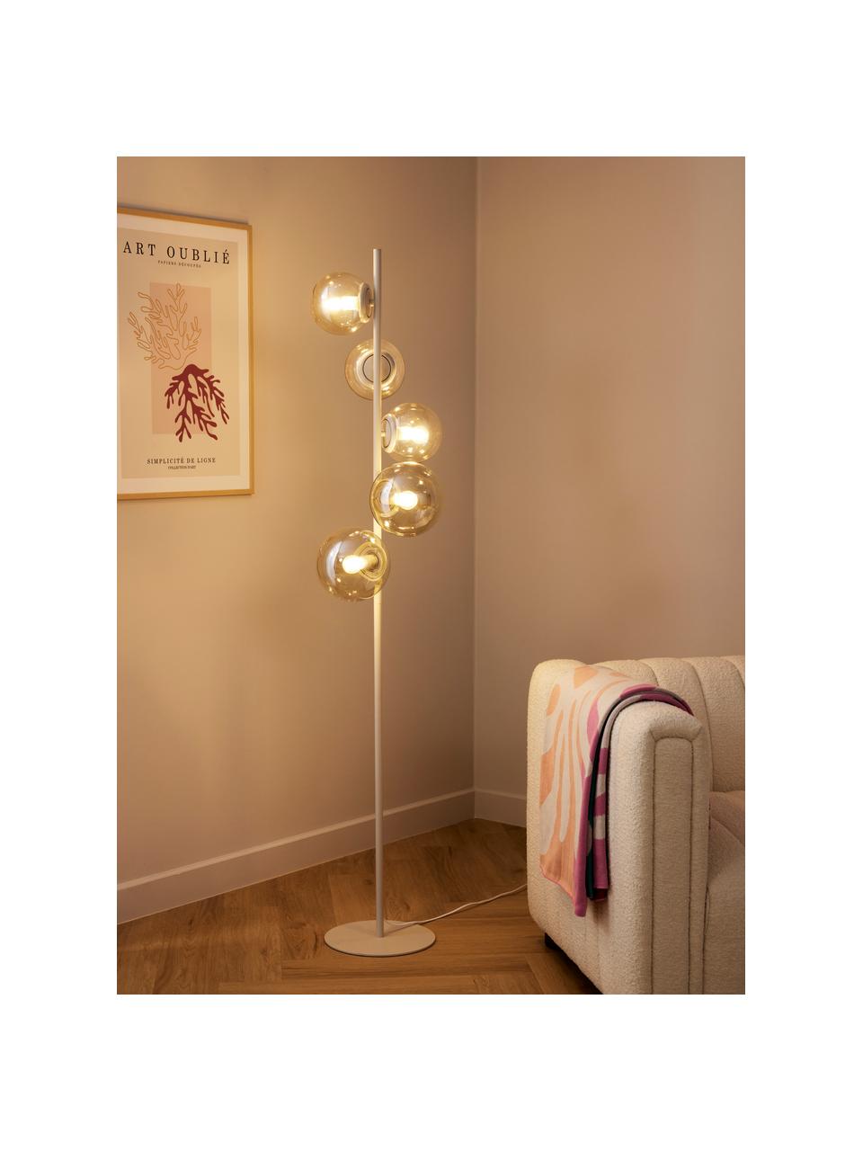 Lámpara de pie Casey, Estructura: metal con pintura en polv, Cable: cubierto en tela, Beige, champán, Ø 37 x Al 170 cm