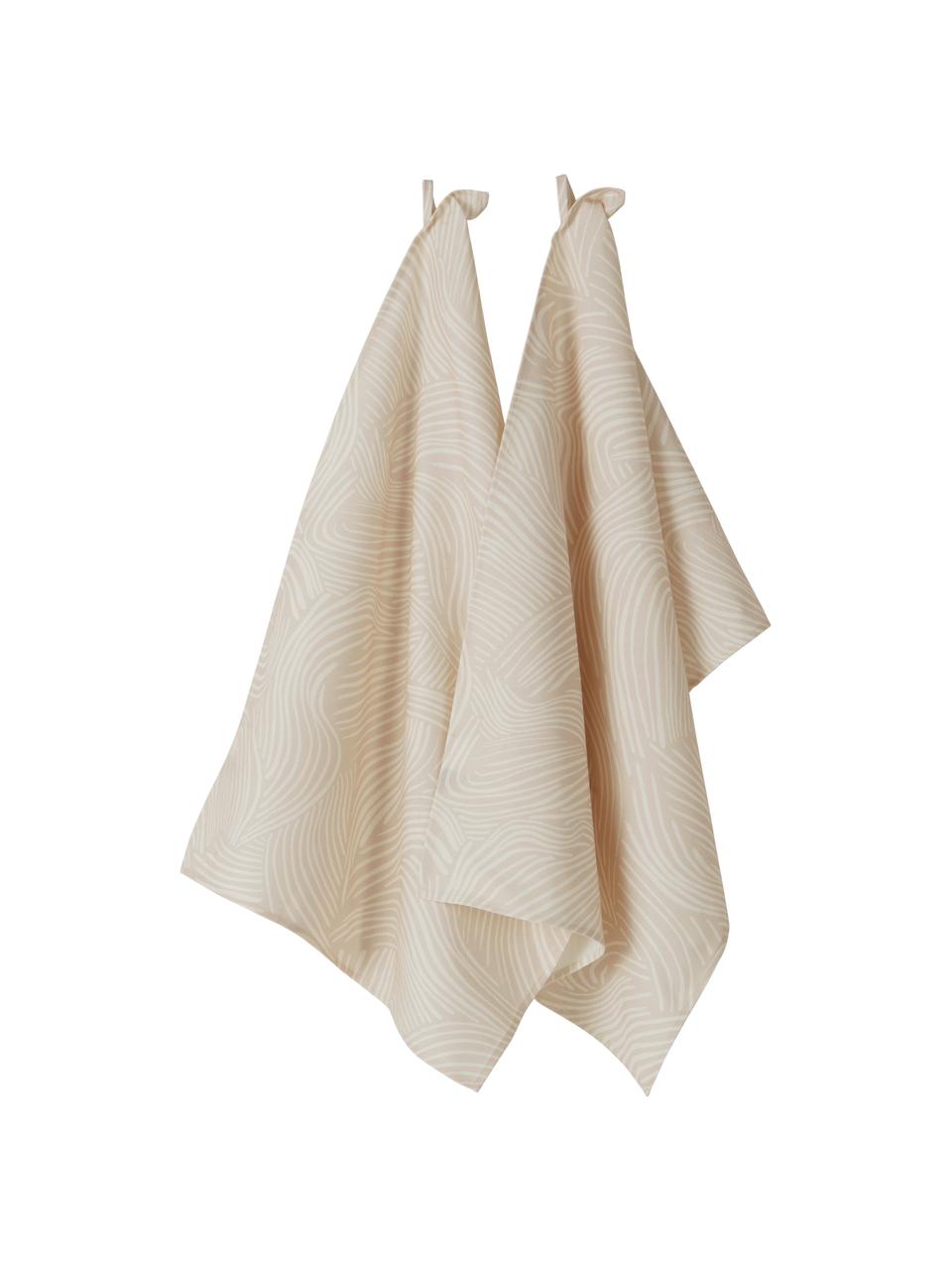 Ręcznik kuchenny z bawełny Vida, 2 szt., 100% bawełna, Beżowy, S 50 x D 70 cm