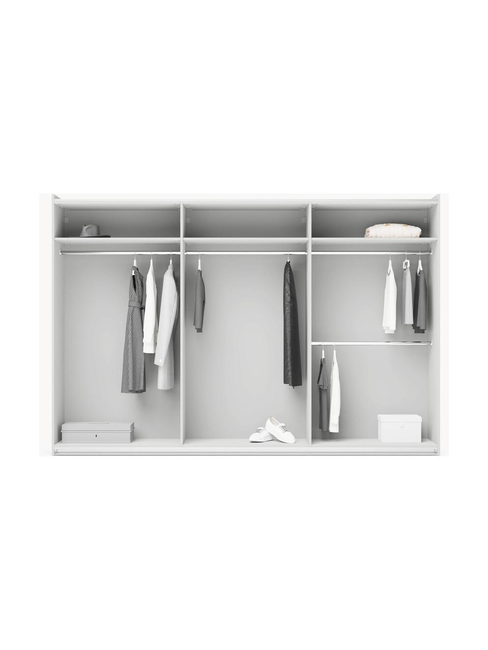 Armario modular Leon, 3 puertas correderas (300 cm), diferentes variantes, Estructura: tablero aglomerado revest, Gris claro, Interior Basic (An 300 x Al 200 cm)