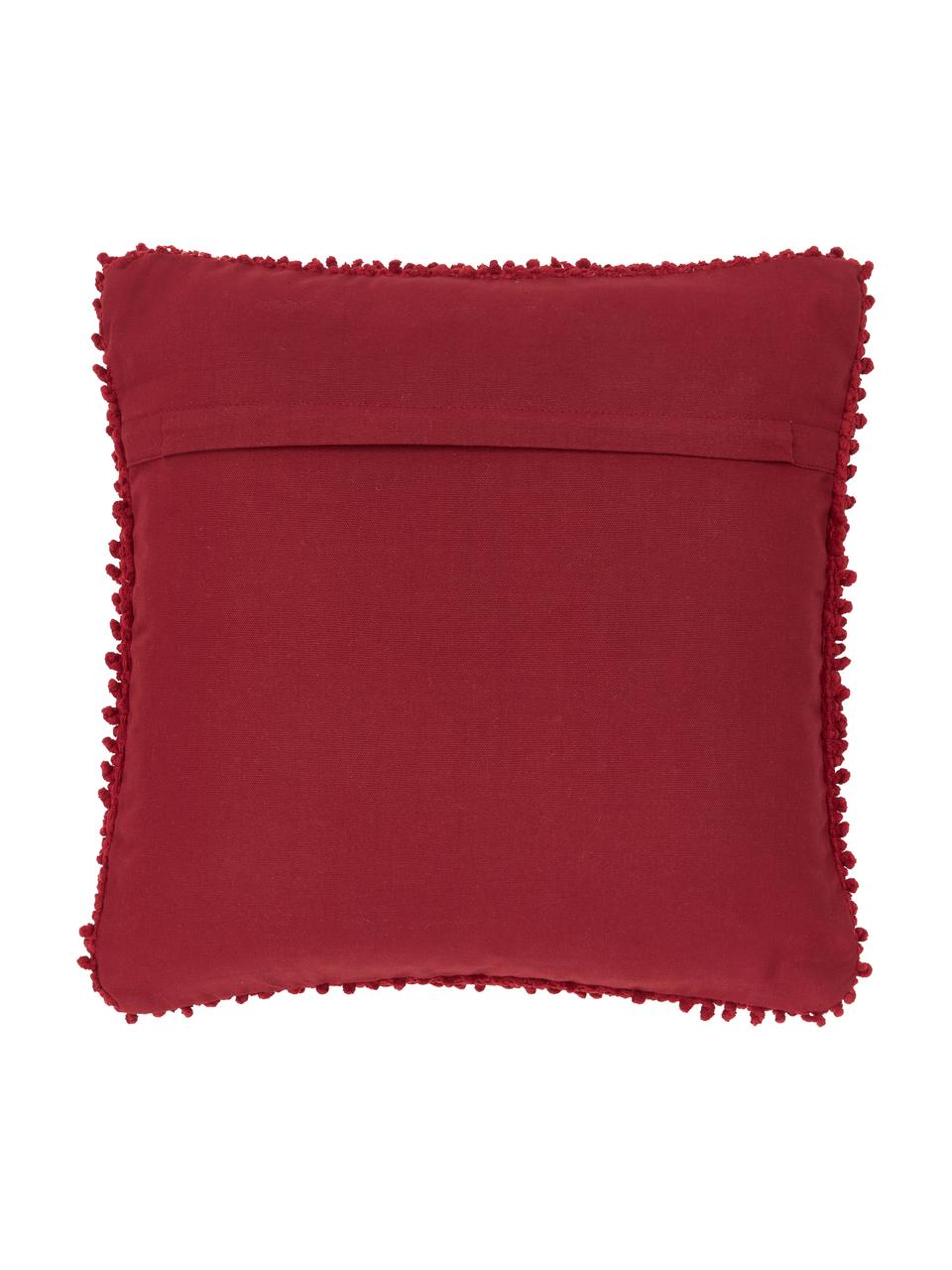 Federa arredo color rosso scuro con superficie strutturata Indi, 100% cotone, Rosso scuro, Larg. 45 x Lung. 45 cm