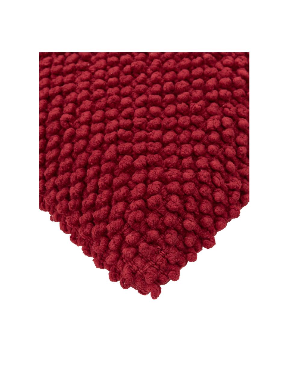 Povlak na polštář se strukturovaným povrchem Indi, 100 % bavlna, Tmavě červená, Š 45 cm, D 45 cm