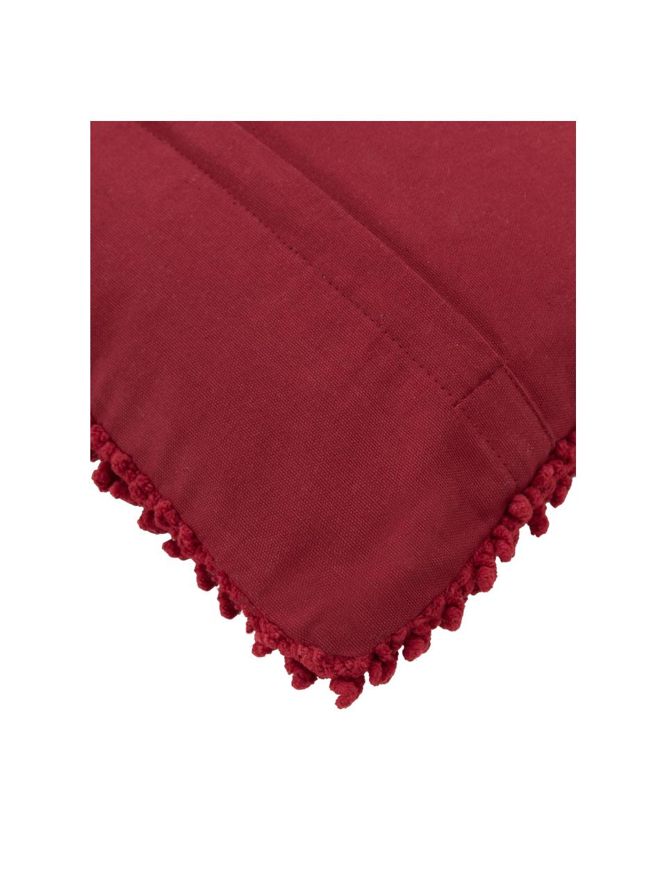 Federa arredo color rosso scuro con superficie strutturata Indi, 100% cotone, Rosso scuro, Larg. 45 x Lung. 45 cm