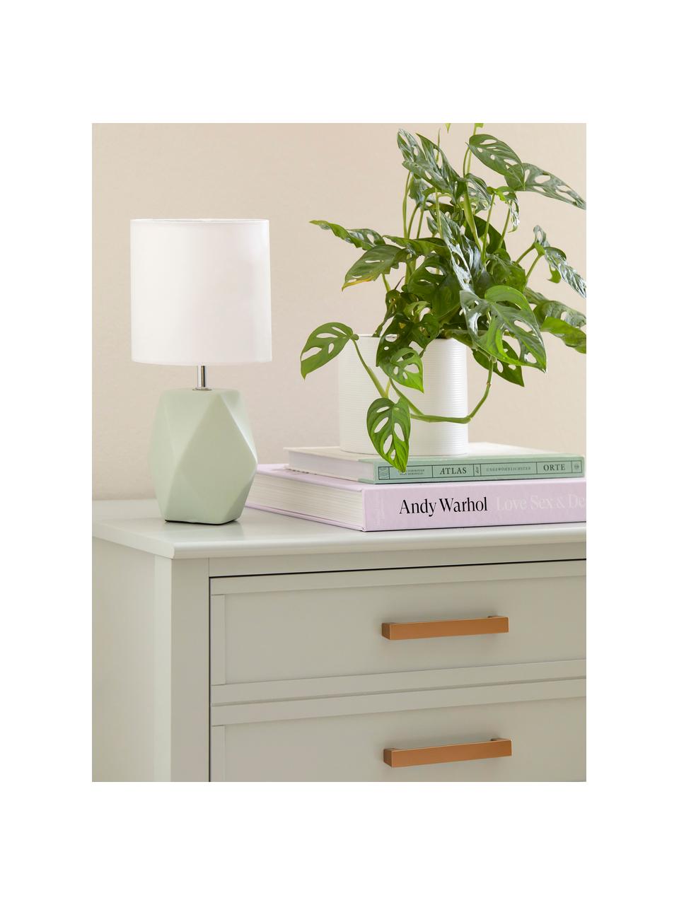 Lampe à poser décorative Sage, Blanc, vert sauge, Ø 15 x haut. 31 cm