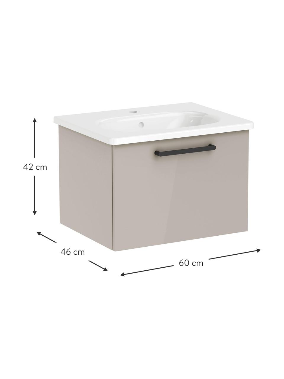 Wastafel met onderkast Orna, B 60 cm, Beige, B 60 x H 42 cm
