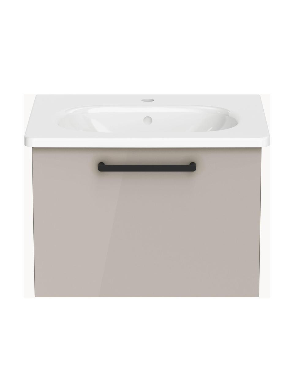 Lavabo con mobiletto Orna, Larg. 60 cm, Maniglie: metallo rivestito, Greige, Larg. 60 x Alt. 42 cm