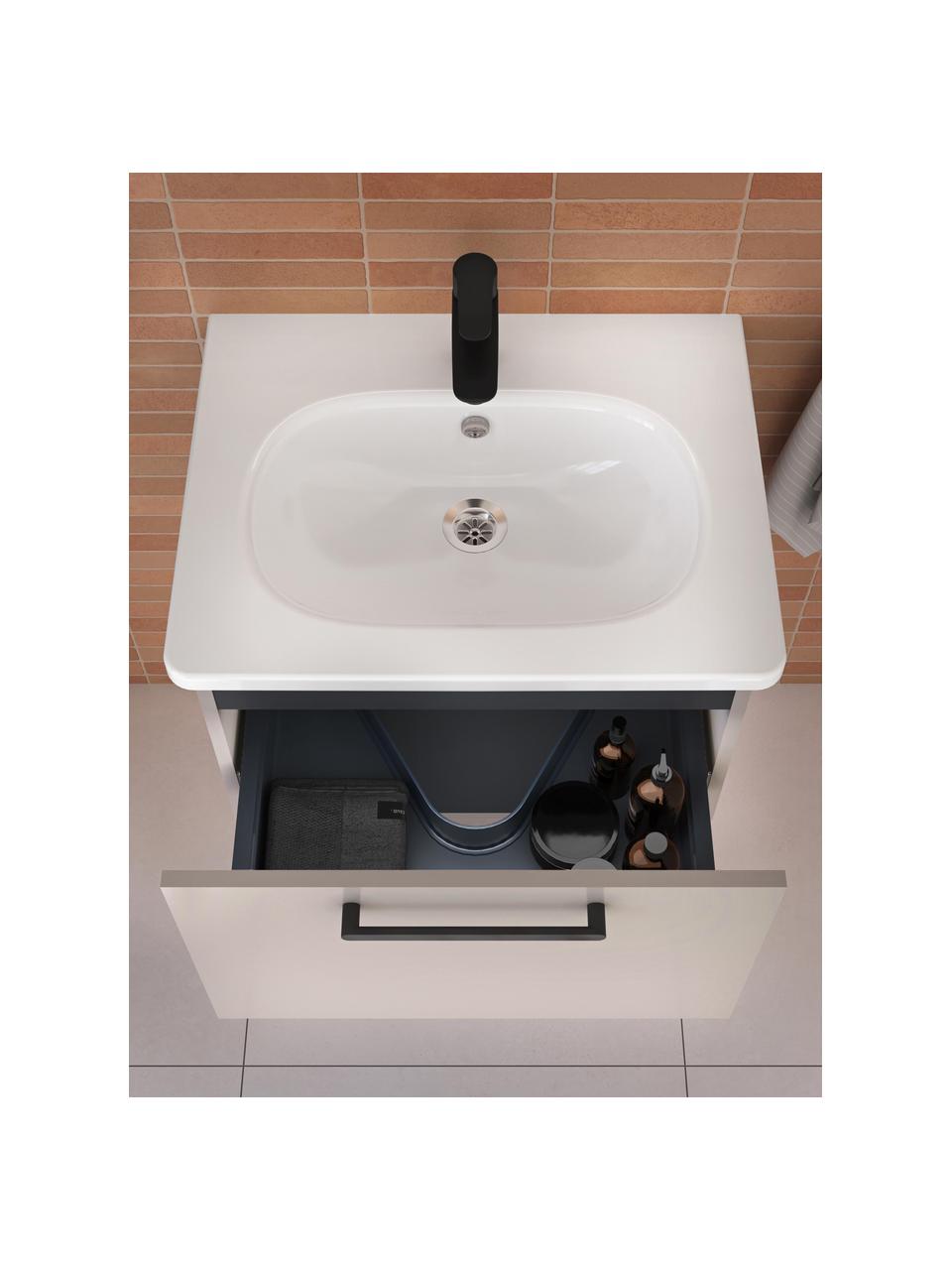 Lavabo con mobiletto Orna, Larg. 60 cm, Maniglie: metallo rivestito, Greige, Larg. 60 x Alt. 42 cm