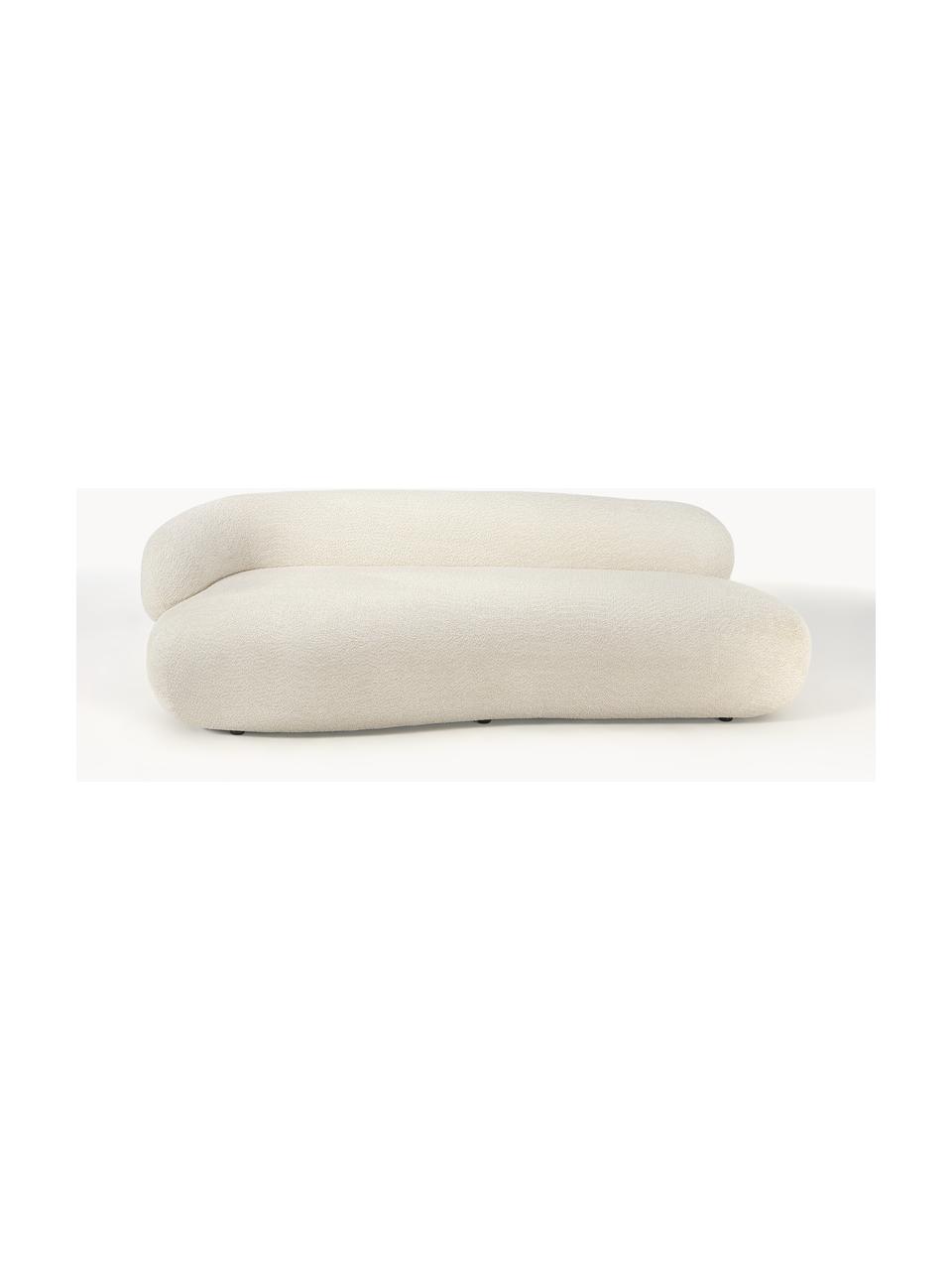 Divano 3 posti in teddy bouclé Alba, Rivestimento: 100% poliestere Il rivest, Struttura: legno massiccio di abete , Piedini: plastica, Teddy-bouclè bianco latte, Larg. 235 x Prof. 114 cm, schienale a sinistra