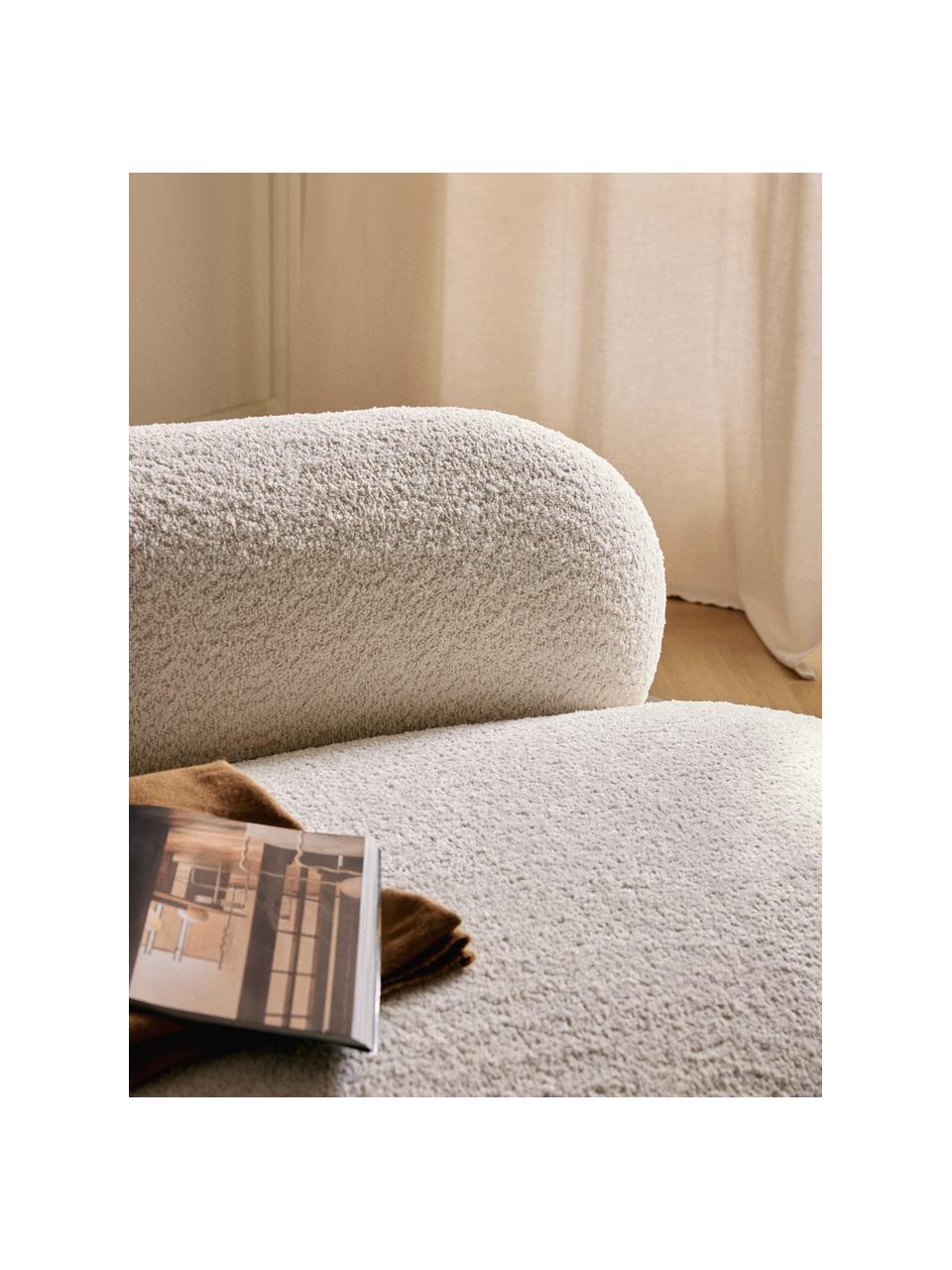Divano 3 posti in teddy bouclé Alba, Rivestimento: 100% poliestere Il rivest, Struttura: legno massiccio di abete , Piedini: plastica, Teddy-bouclè bianco latte, Larg. 235 x Prof. 114 cm, schienale a sinistra