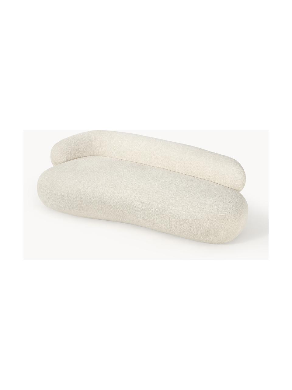 Sofá en tejido bouclé Alba (3 plazas), Tapizado: 100% poliéster Alta resis, Estructura: madera de abeto maciza, m, Patas: plástico, Terciopelo blanco Off White, An 235 x F 114 cm, respaldo izquierdo