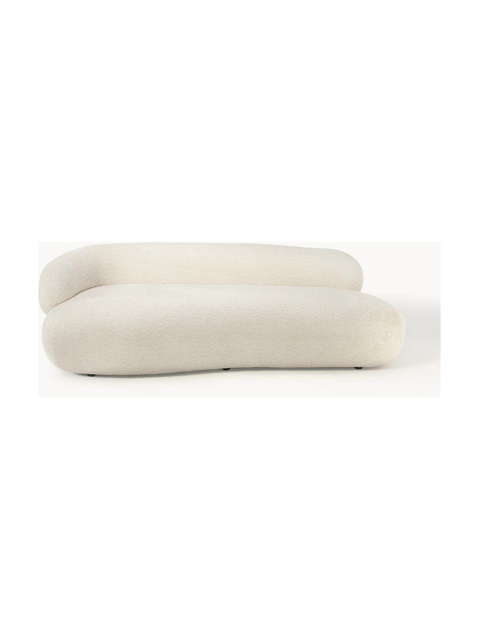Sofá en tejido bouclé Alba (3 plazas), Tapizado: 100% poliéster Alta resis, Estructura: madera de abeto maciza, m, Patas: plástico, Terciopelo blanco Off White, An 235 x F 114 cm, respaldo izquierdo