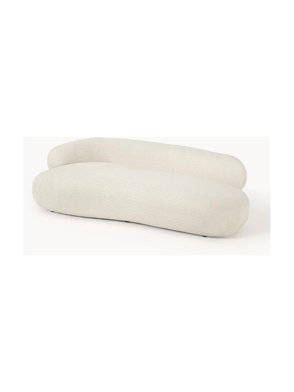 Sofá de borreguillo bouclé Alba (3 plazas), Tapizado: 100% poliéster Alta resis, Estructura: madera de abeto maciza, m, Patas: plástico Este producto es, Borreguillo bouclé blanco Off White, An 235 x F 114 cm, respaldo izquierdo