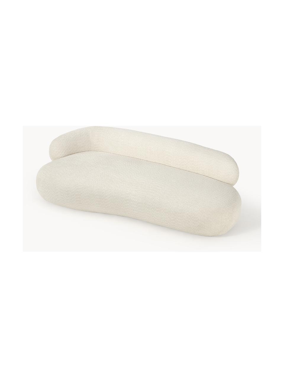 Divano 3 posti in teddy bouclé Alba, Rivestimento: 100% poliestere Il rivest, Struttura: legno massiccio di abete,, Piedini: plastica Questo prodotto , Teddy-bouclè bianco latte, Larg. 235 x Prof. 114 cm, schienale a sinistra