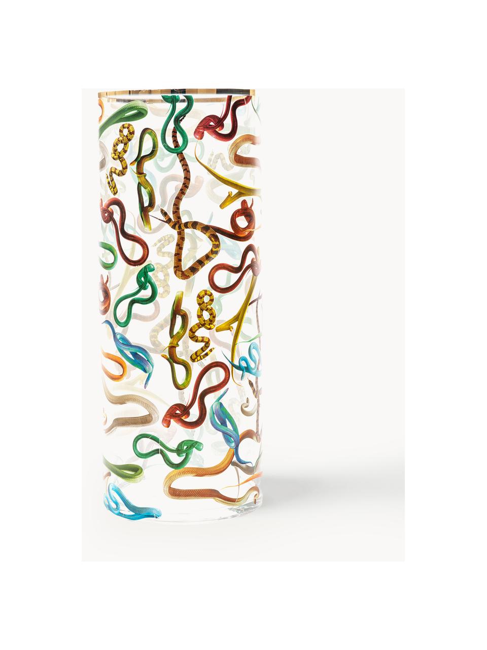 Glas-Vase Snakes, H 50 cm, Vase: Glas, Rand: Gold, Snakes, Ø 20 x H 50 cm