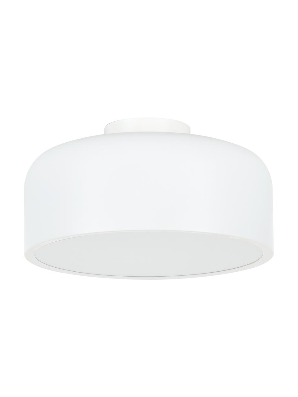 Plafoniera stile nordico in metallo Ole, Paralume: metallo verniciato a polv, Baldacchino: metallo verniciato a polv, Disco diffusore: acrilico, Bianco opaco, Ø 35 x Alt. 18 cm