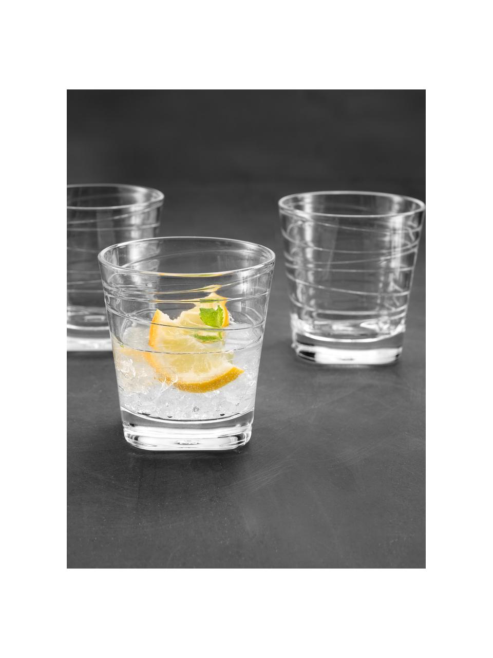 Wassergläser Vario mit feinen Linien, 6 Stück, Kalk-Natron Glas, Transparent, Ø 8 x H 9 cm