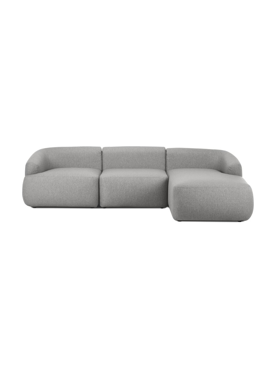 Narożna sofa modułowa Sofia, Tapicerka: 100% polipropylen Dzięki , Stelaż: lite drewno sosnowe, płyt, Nogi: tworzywo sztuczne, Szara tkanina, S 278 x G 174 cm, prawostronna