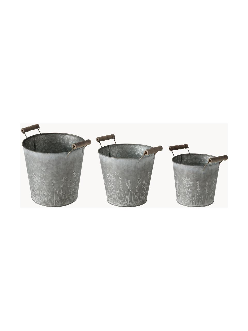 Petit cache-pot Silene, 3 élém., Zinc, Lot de différentes tailles