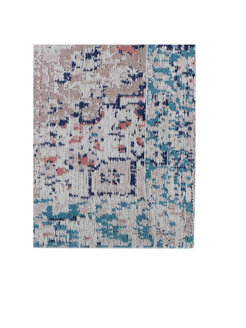 Tappeto vintage in ciniglia Avignon, Tonalità blu, fantasia, Larg. 80 x Lung. 150 cm (taglia XS)