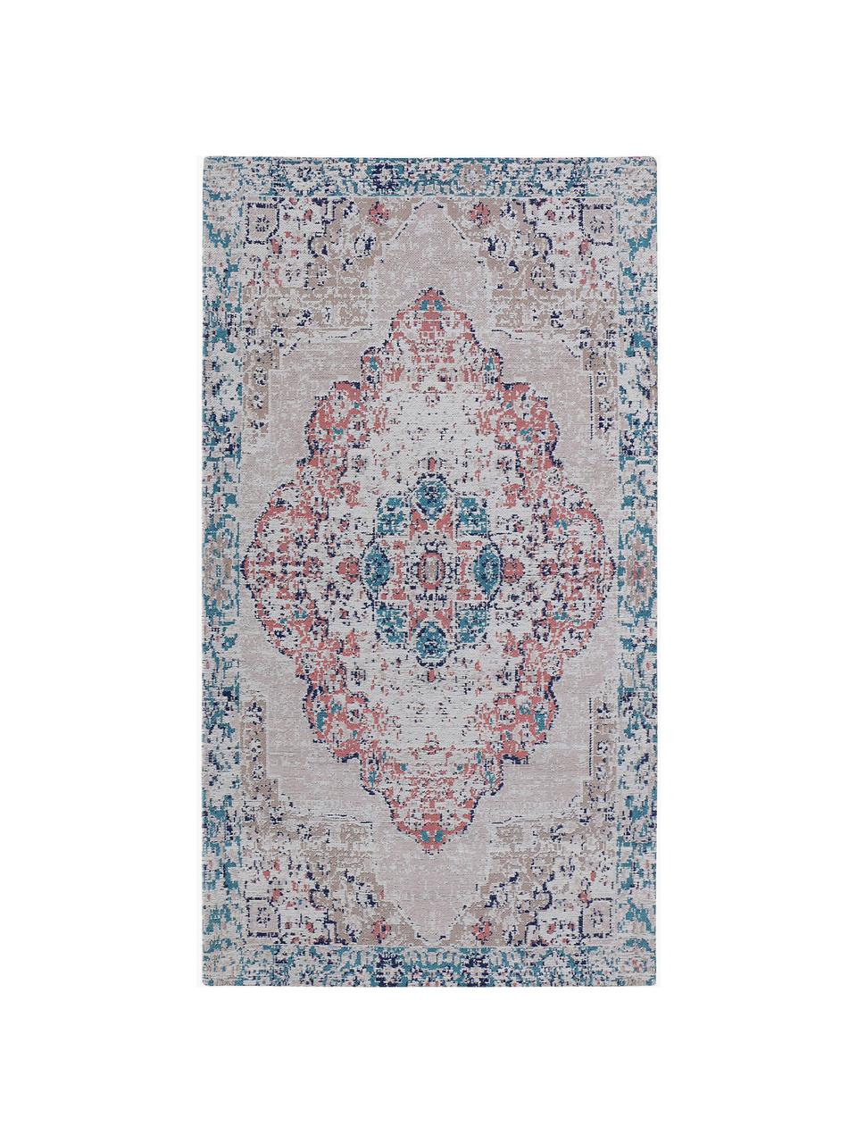 Alfombra de chenilla Avignon, estilo vintage, Tonos azules estampado, An 80 x L 150 cm (Tamaño XS)