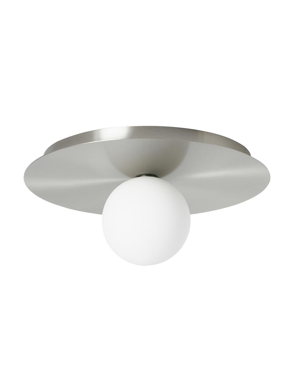 Wand- en plafondlamp Starling, Lampenkap: opaalglas, Zilverkleurig, wit, Ø 33 x D 14 cm