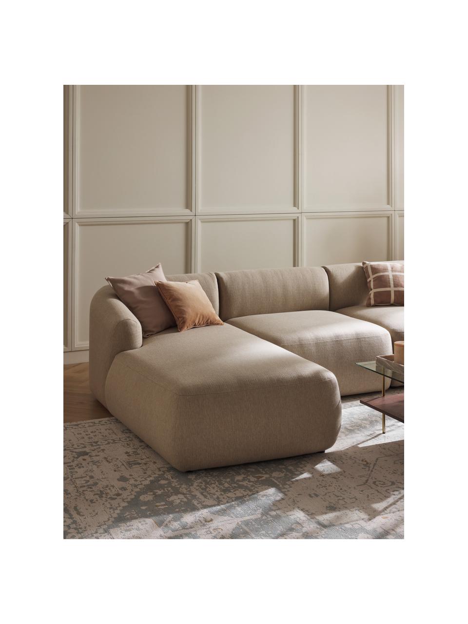 Diván rinconero Sofia, Tapizado: 100% polipropileno Alta r, Estructura: madera de pícea, tablero , Patas: plástico El material util, Tejido beige claro, An 185 x F 92 cm, chaise longue derecha