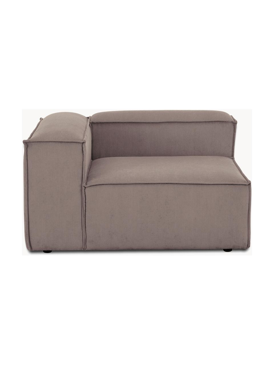 Module d'angle en velours côtelé Lennon, Velours côtelé taupe, larg. 119 x prof. 119 cm, méridienne à gauche