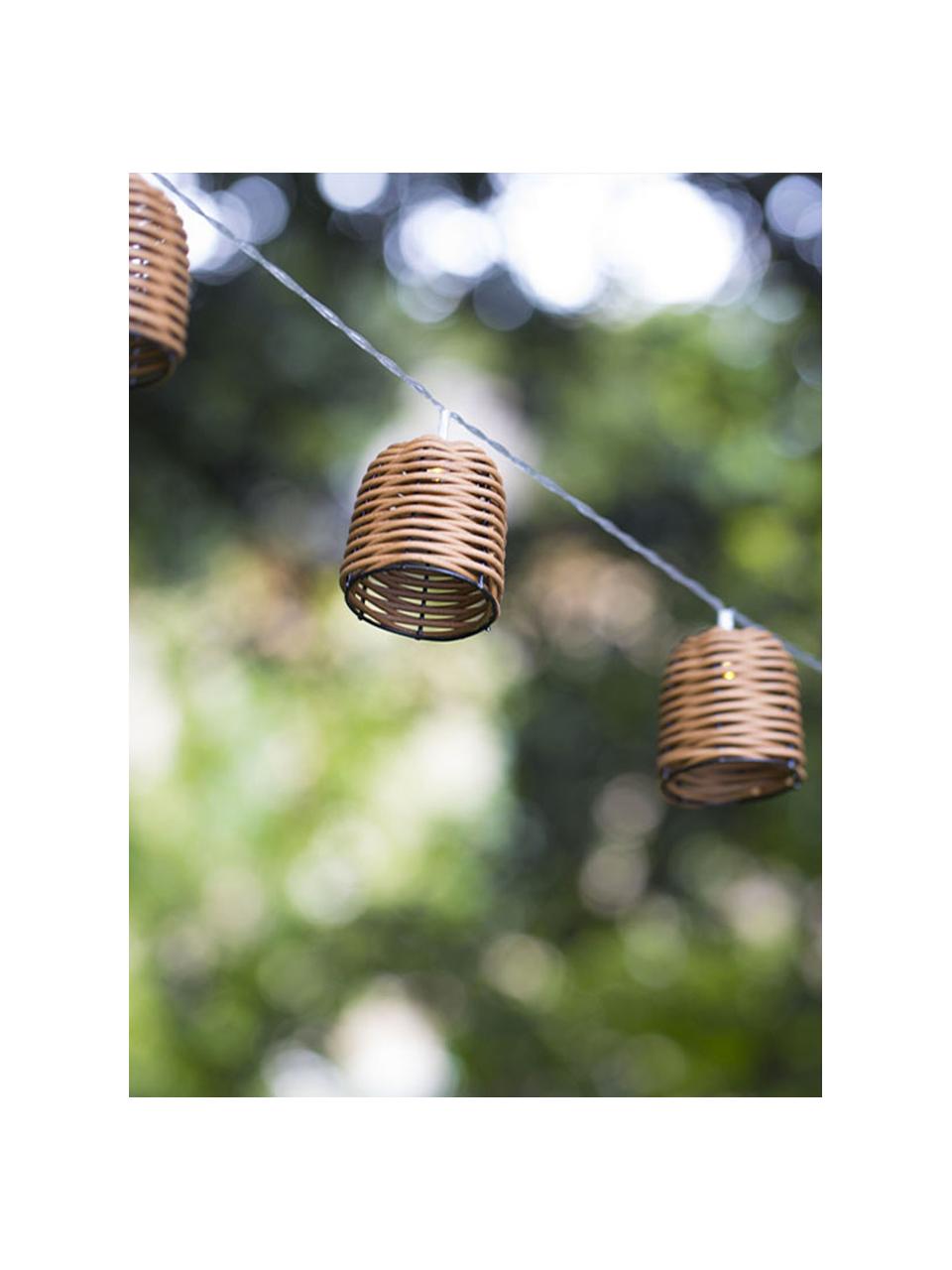 Guirnalda de luces solar LED regulable Centera, 380 cm, 10 luces, Cable: plástico, Marrón, negro, transparente, L 380 cm