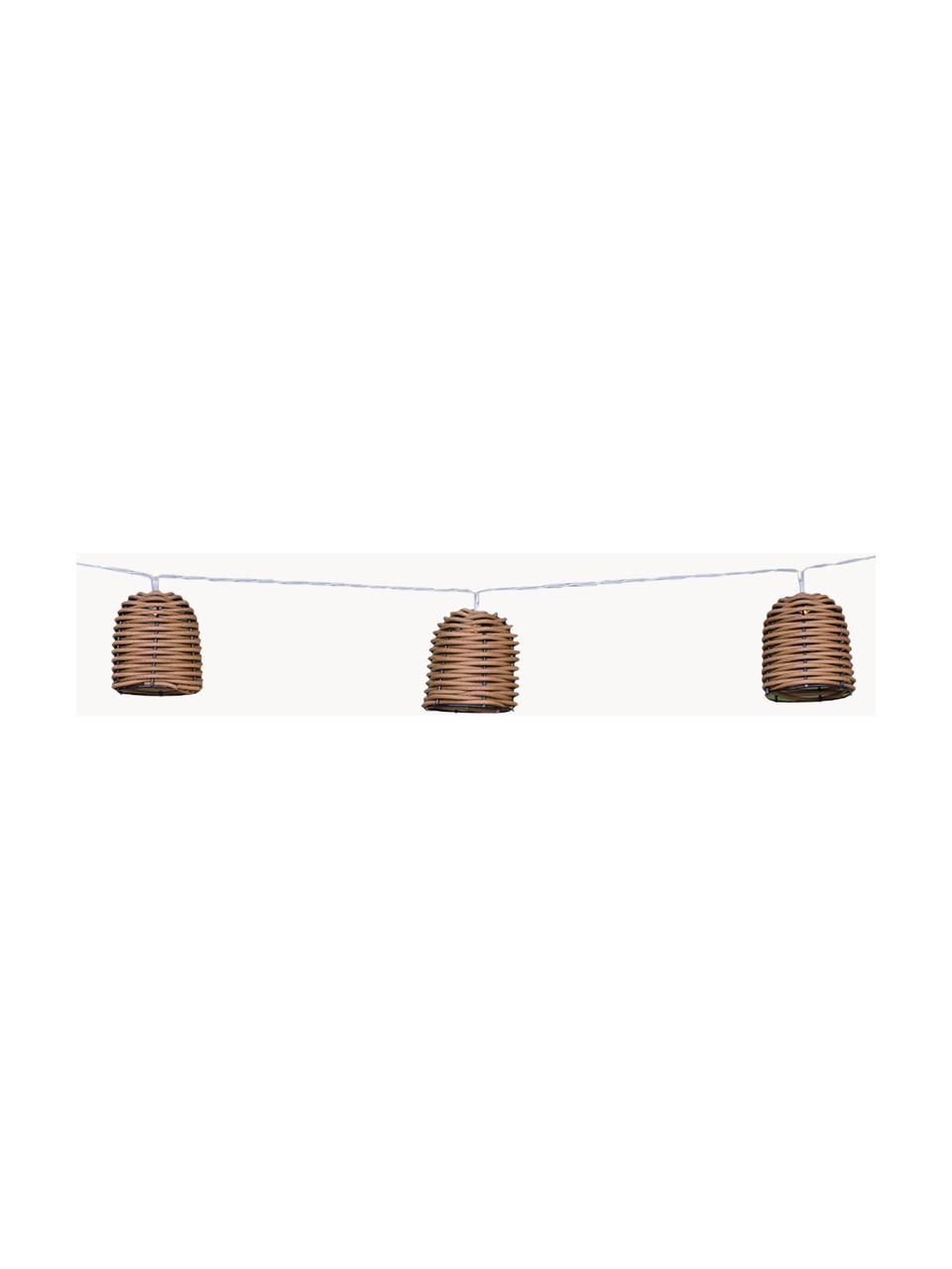 Dimmbare Solar LED-Lichterkette Centera, 380 cm, Lampions: Polyrattan, Braun, L 380 cm