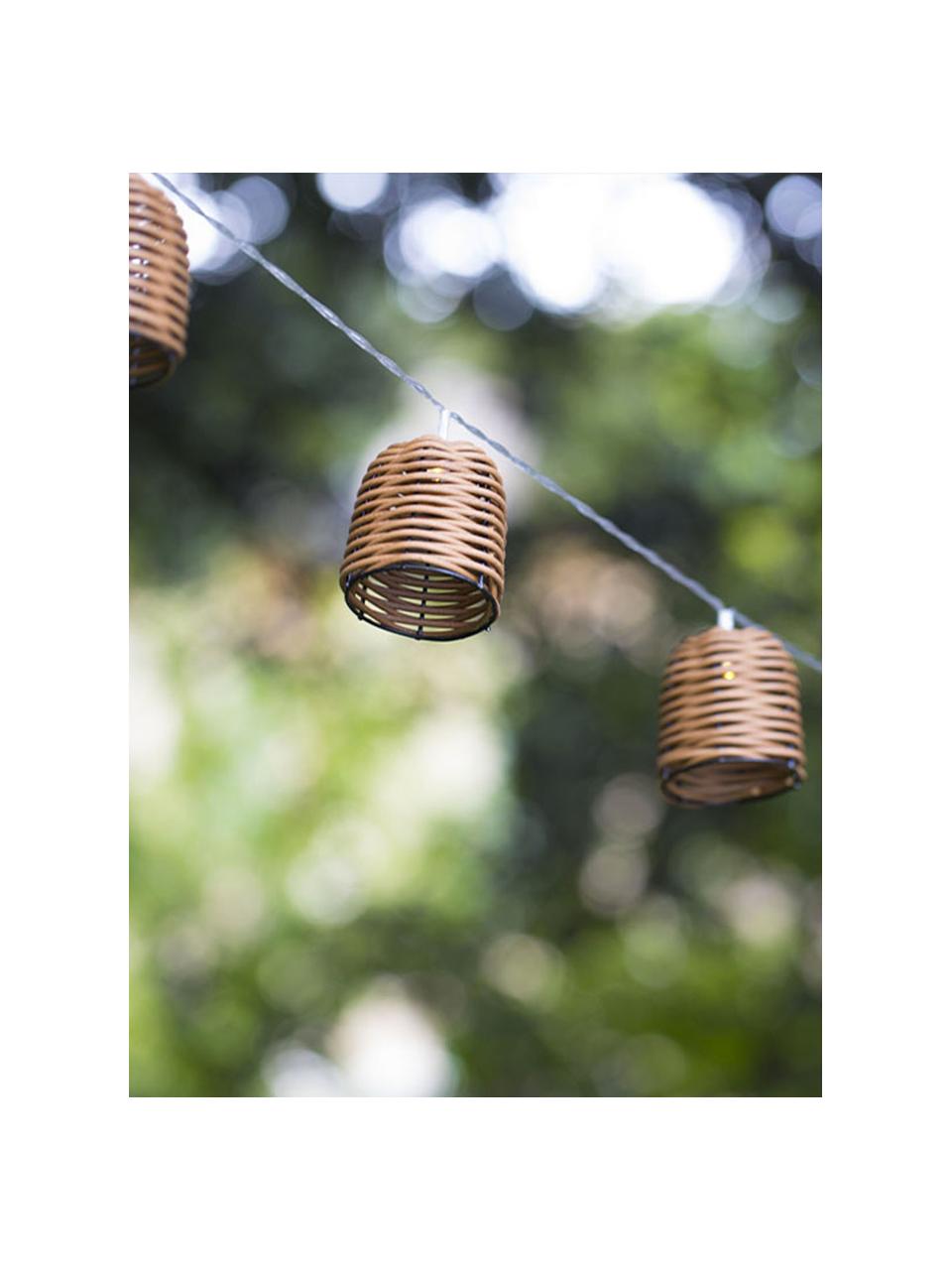 Dimmbare Solar-LED-Lichterkette Centera, 380 cm, Lampions: Polyrattan, Braun, L 380 cm