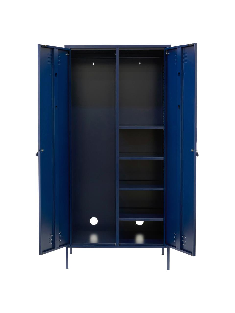 Petite armoire Twinny, Métal, enduit, Bleu foncé, larg. 85 x haut. 183 cm