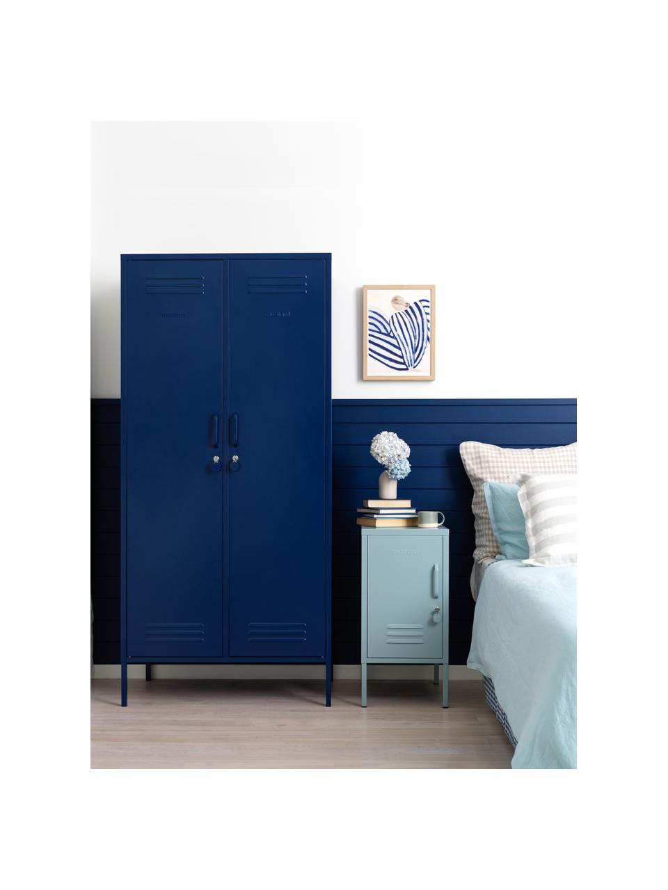 Petite armoire Twinny, Métal, enduit, Bleu foncé, larg. 85 x haut. 183 cm