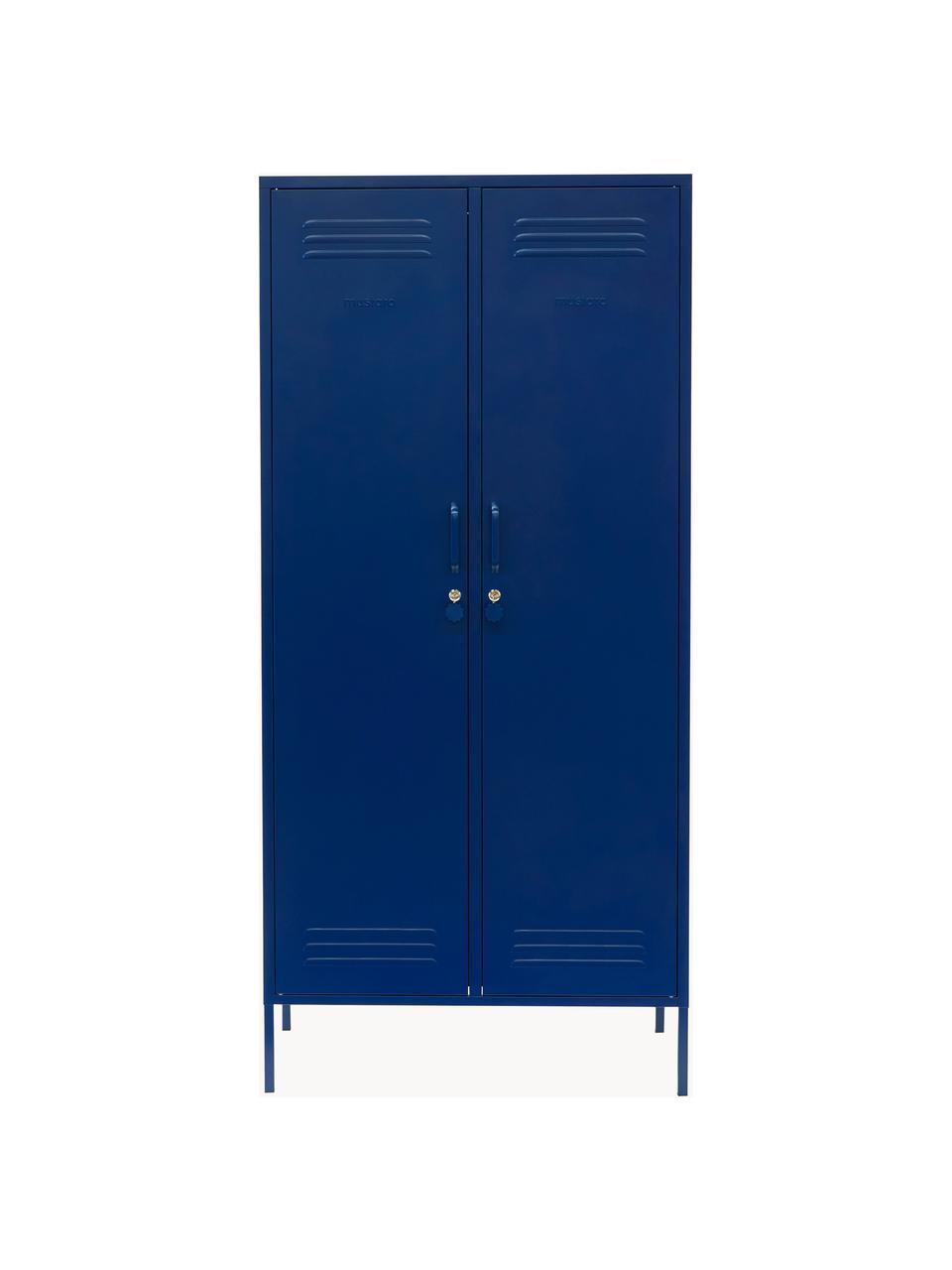 Petite armoire Twinny, Acier, revêtement par poudre, Bleu foncé, larg. 85 x haut. 183 cm