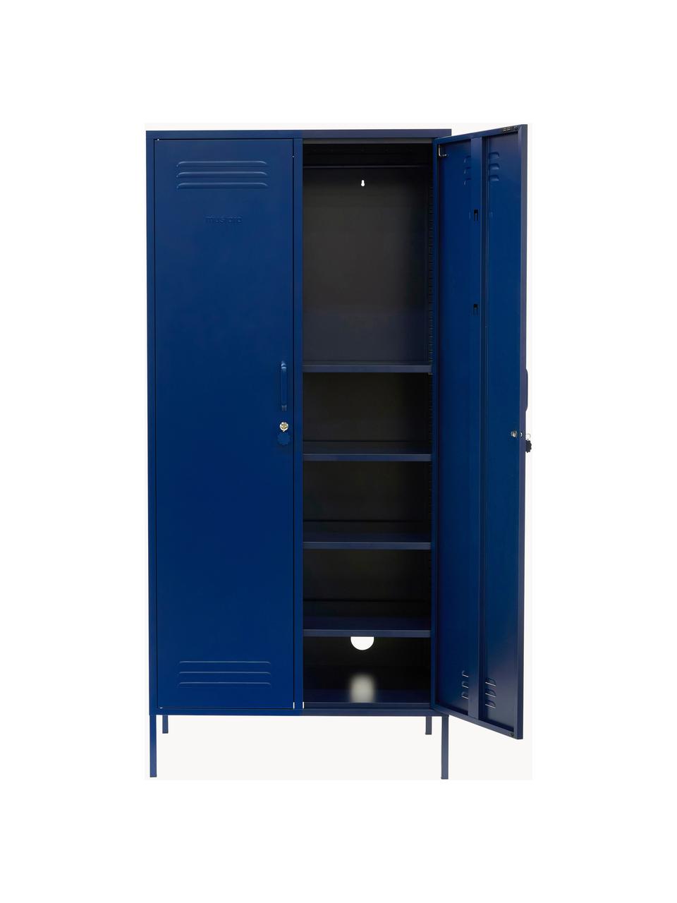 Petite armoire Twinny, Acier, revêtement par poudre, Bleu foncé, larg. 85 x haut. 183 cm