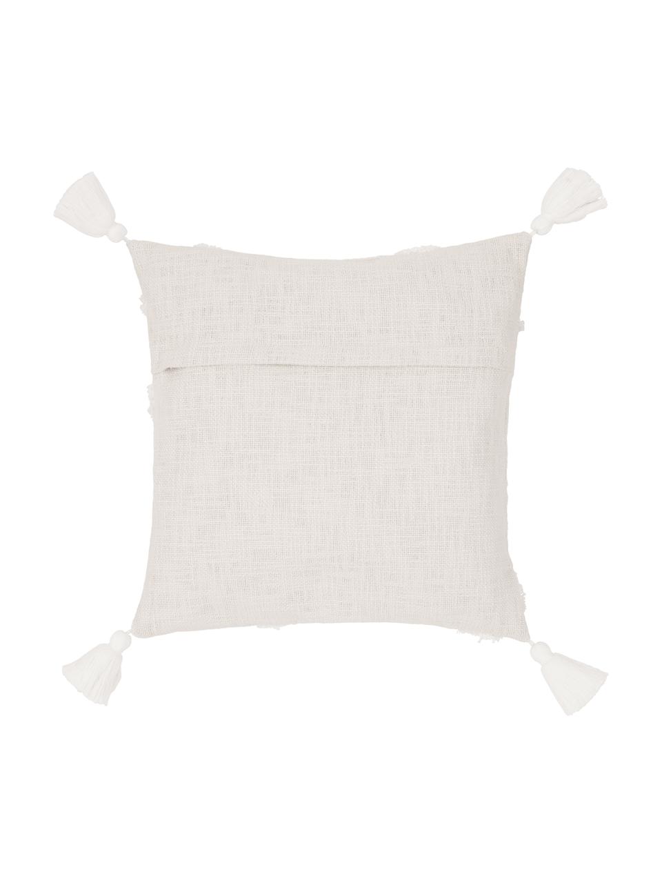 Funda de cojín texturizada Tikki, 100% algodón, Beige, blanco, An 40 x L 40 cm