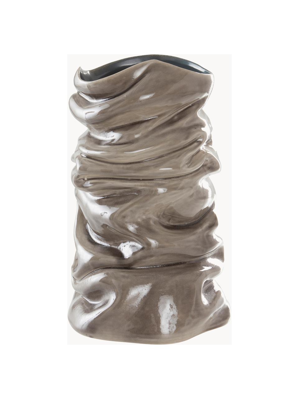 Vaso di design fatto a mano Jordan, Ceramica, Greige, Ø 26 x Alt. 41 cm