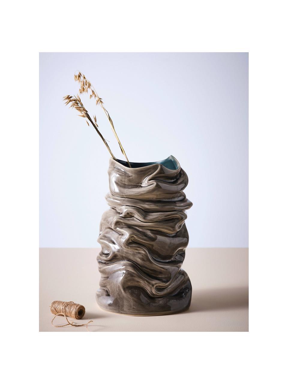 Vase design artisanal Jordan, Céramique, Grège, Ø 26 x haut. 41 cm
