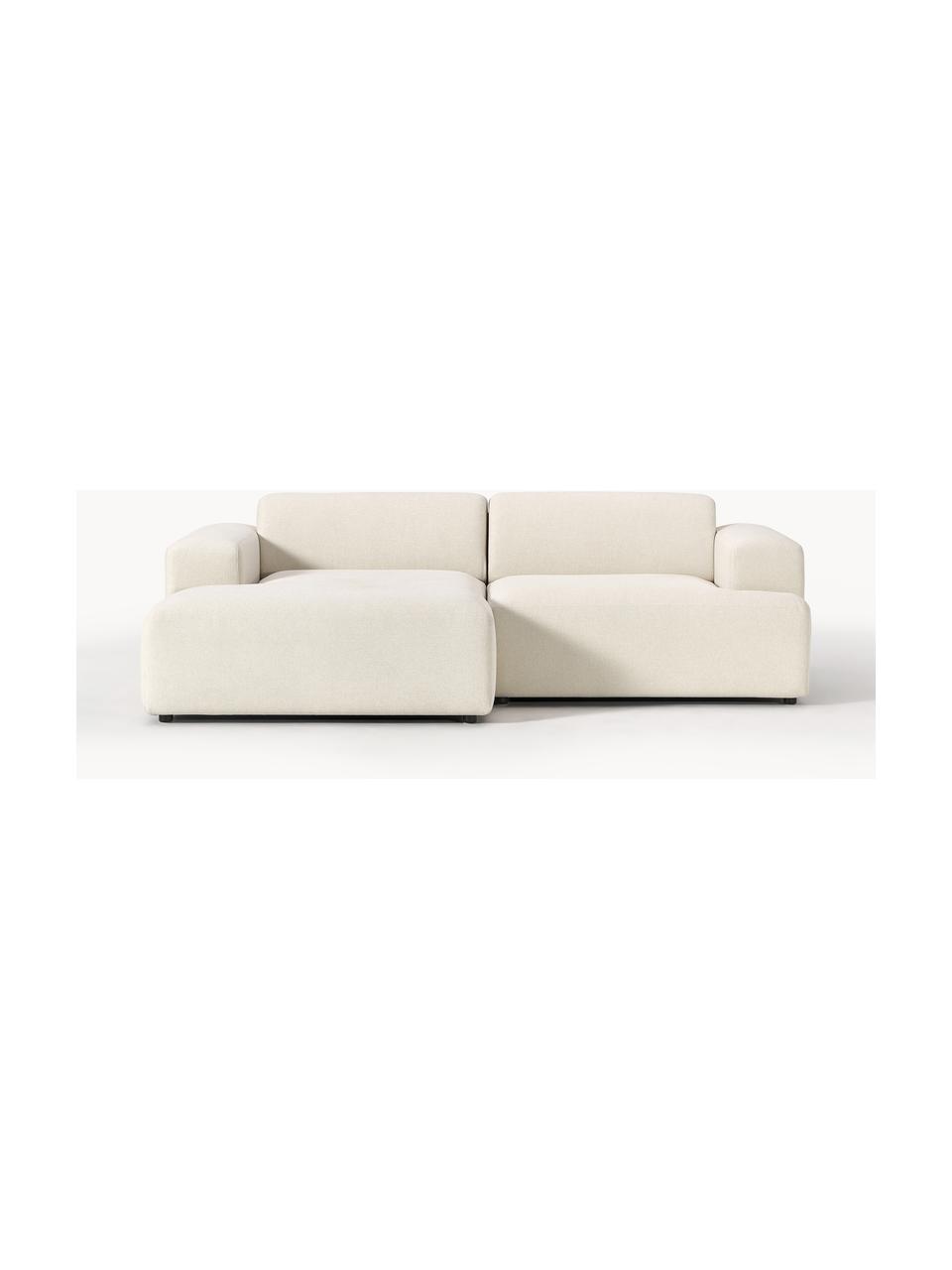 Canapé d'angle 3 places Melva, Tissu blanc cassé, larg. 238 x prof. 143 cm, dossier à droite