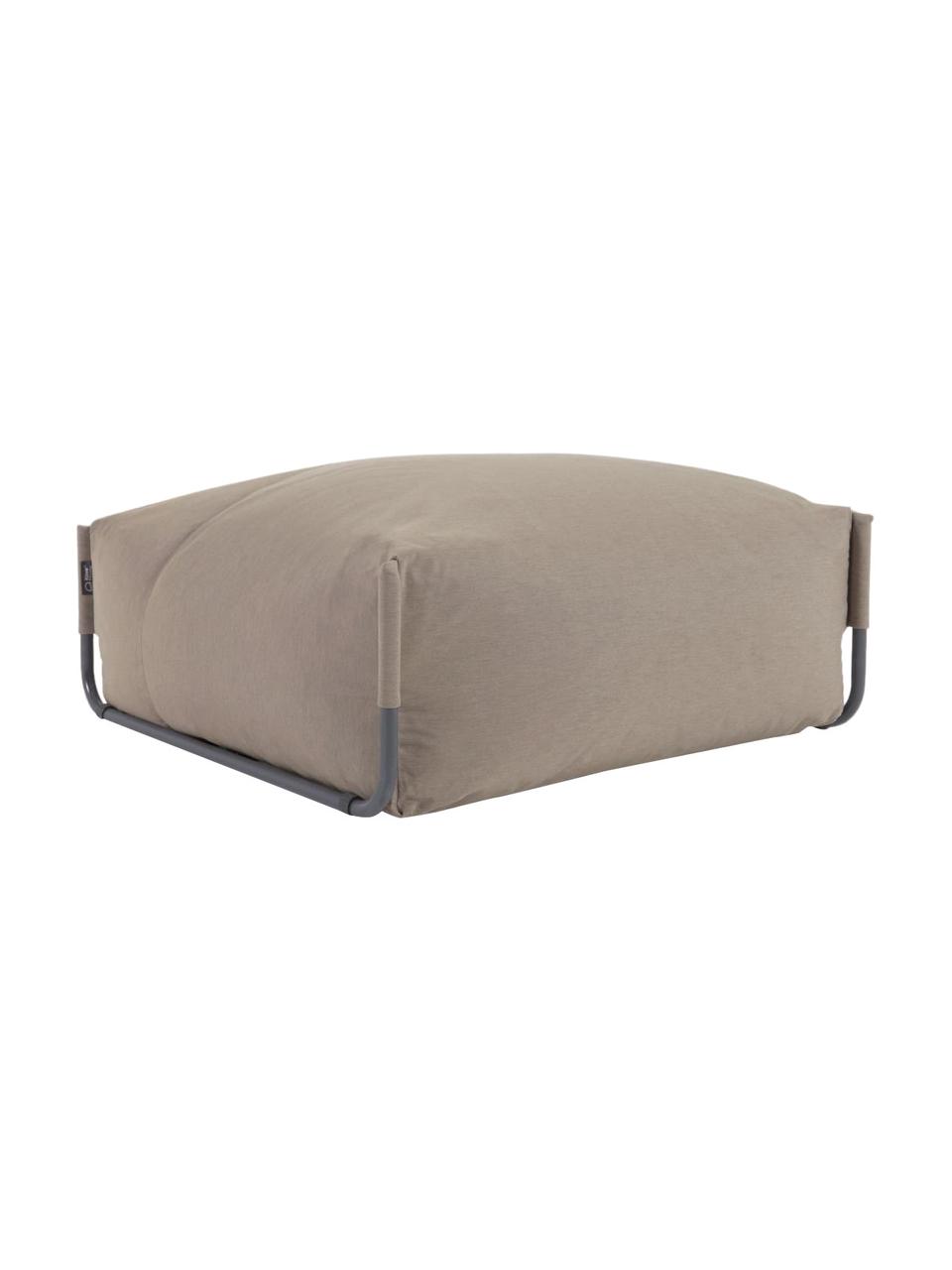 Outdoor poef Square, Bekleding: polyester, polypropyleen,, Frame: gelakt aluminium, Beige, B 101  x D 101 cm