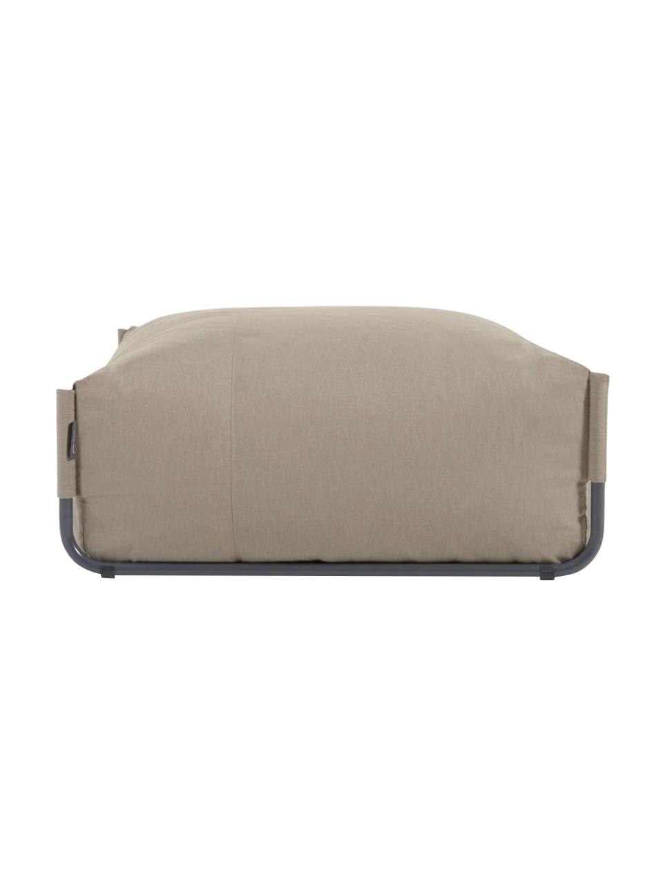 Outdoor poef Square, Bekleding: polyester, polypropyleen,, Frame: gelakt aluminium, Beige, B 101 x D 101 cm