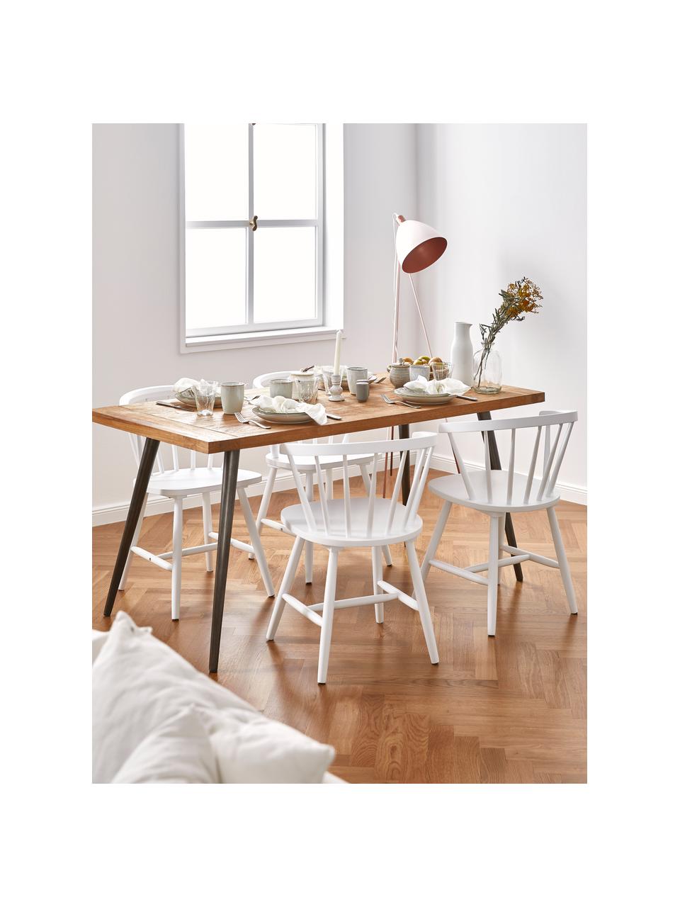 Windsor houten stoelen Milas in wit, 2 stuks, Gelakt rubberhout, Wit, B 53 x D 52 cm