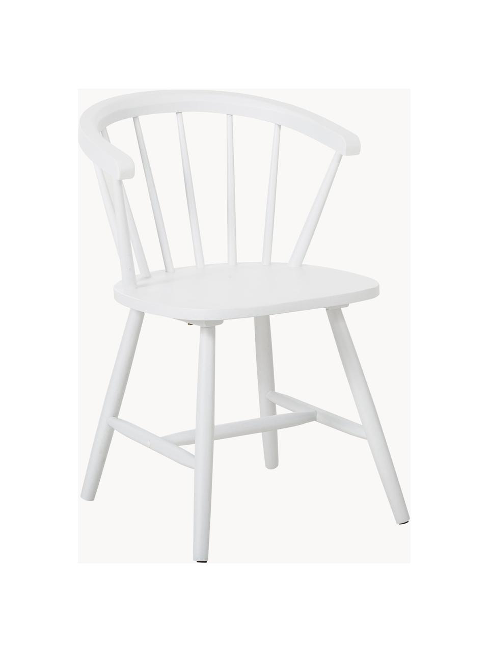 Windsor-Holzstühle Megan, 2 Stück, Kautschukholz, lackiert, Weiss, B 53 x T 52 cm