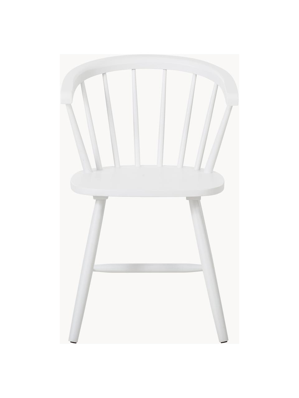 Windsor houten stoelen Milas in wit, 2 stuks, Gelakt rubberhout, Rubberhout, wit gelakt, B 53 x D 52 cm