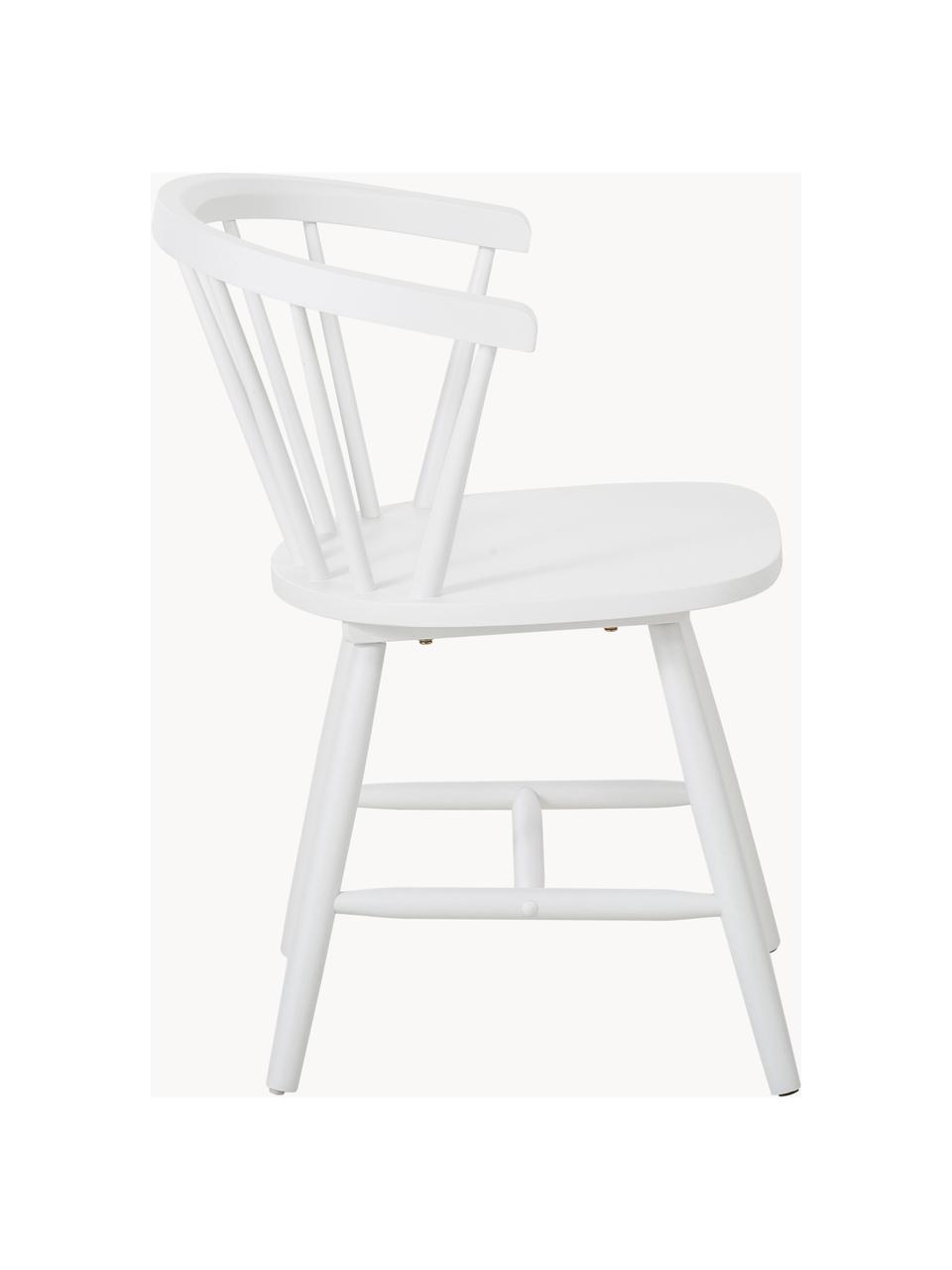 Windsor houten stoelen Milas in wit, 2 stuks, Gelakt rubberhout, Rubberhout, wit gelakt, B 53 x D 52 cm