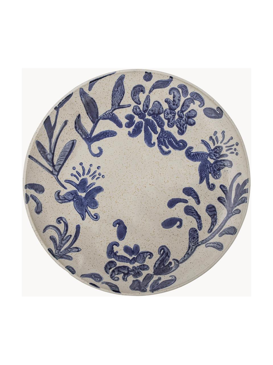 Platos postre pintados artesanalmente Petunia, 6 uds., Cerámica de gres, Beige claro y azul jaspeado, Ø 19 cm