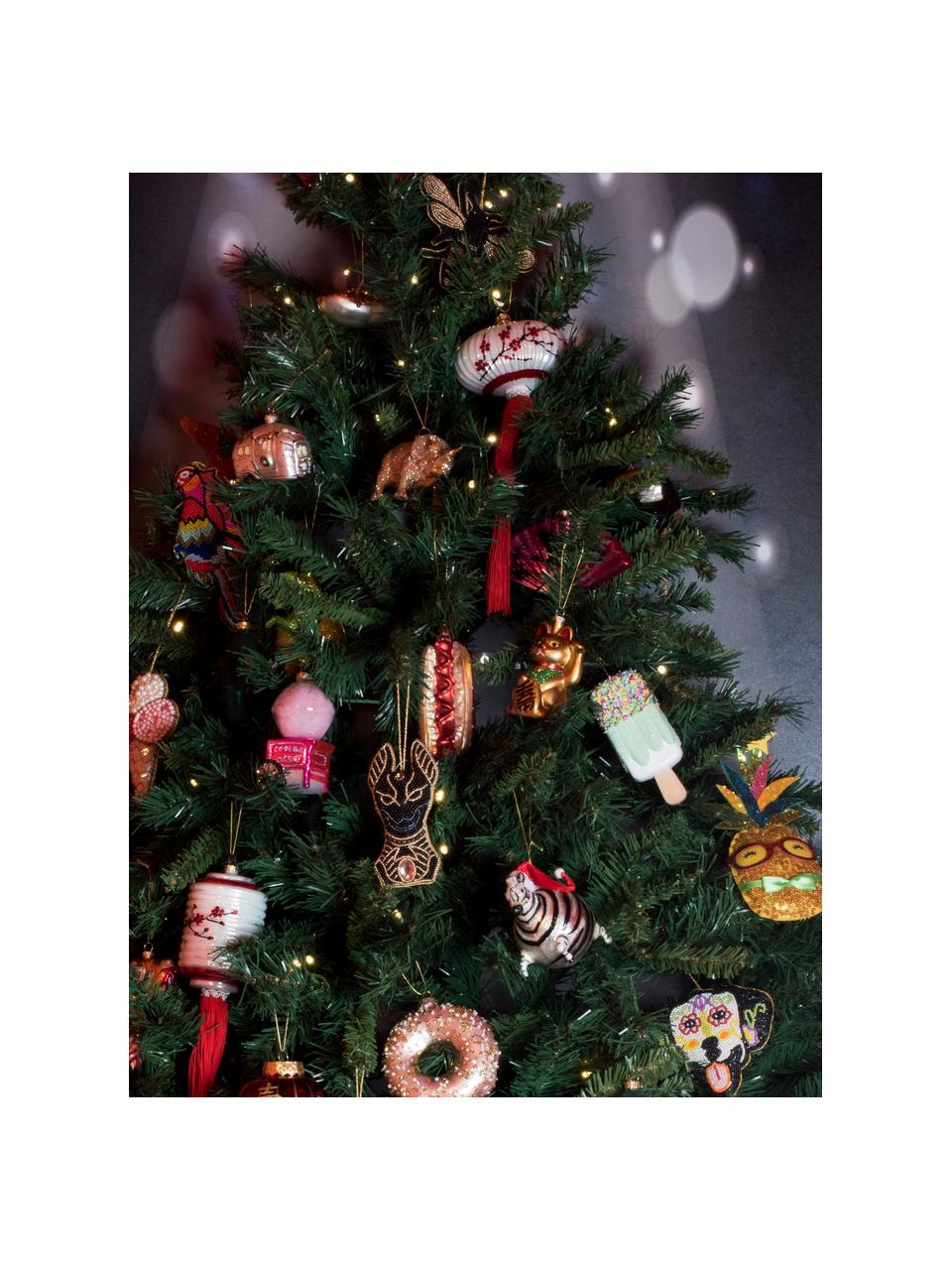 Kerstboomhanger Cat, 2 stuks, Goudkleurig, Ø 6 cm, H 11 cm