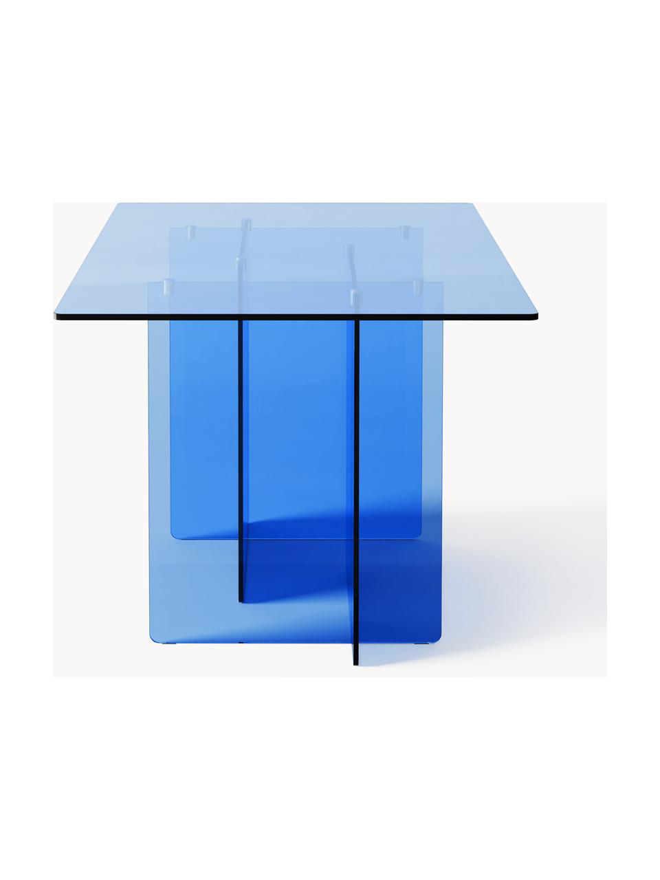 Mesa de comedor de vidrio Anouk, 180 x 90 cm, Vidrio, Azul, An 180 x Al 90 cm